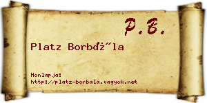 Platz Borbála névjegykártya